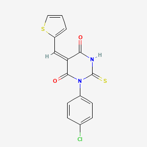 molecular formula C15H9ClN2O2S2 B5719316 1-(4-chlorophenyl)-5-(2-thienylmethylene)-2-thioxodihydro-4,6(1H,5H)-pyrimidinedione 