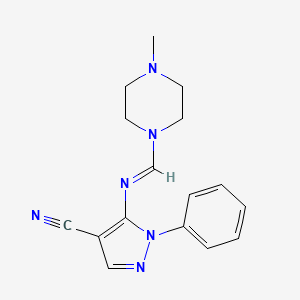 molecular formula C16H18N6 B5719336 5-{[(4-methyl-1-piperazinyl)methylene]amino}-1-phenyl-1H-pyrazole-4-carbonitrile 