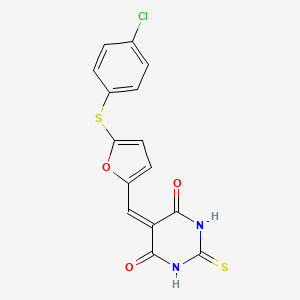 molecular formula C15H9ClN2O3S2 B5719380 5-({5-[(4-chlorophenyl)thio]-2-furyl}methylene)-2-thioxodihydro-4,6(1H,5H)-pyrimidinedione 