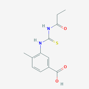 molecular formula C12H14N2O3S B5719642 4-methyl-3-{[(propionylamino)carbonothioyl]amino}benzoic acid 