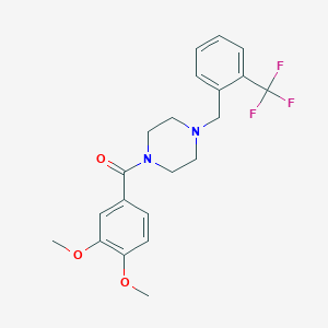 molecular formula C21H23F3N2O3 B5719650 1-(3,4-dimethoxybenzoyl)-4-[2-(trifluoromethyl)benzyl]piperazine 