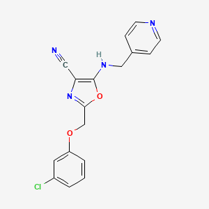 2-[(3-chlorophenoxy)methyl]-5-[(4-pyridinylmethyl)amino]-1,3-oxazole-4-carbonitrile