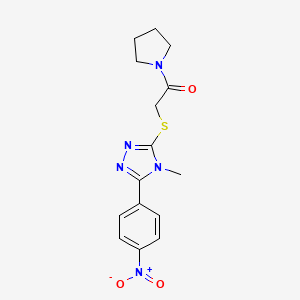 molecular formula C15H17N5O3S B5719690 4-methyl-3-(4-nitrophenyl)-5-{[2-oxo-2-(1-pyrrolidinyl)ethyl]thio}-4H-1,2,4-triazole 