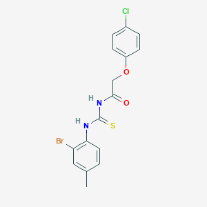 molecular formula C16H14BrClN2O2S B5719724 N-{[(2-bromo-4-methylphenyl)amino]carbonothioyl}-2-(4-chlorophenoxy)acetamide 