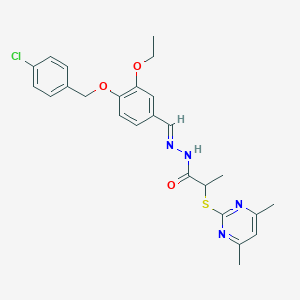 molecular formula C25H27ClN4O3S B5719766 N'-{4-[(4-chlorobenzyl)oxy]-3-ethoxybenzylidene}-2-[(4,6-dimethyl-2-pyrimidinyl)thio]propanohydrazide 