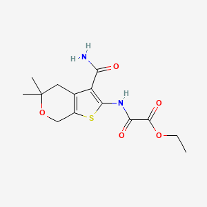 molecular formula C14H18N2O5S B5719783 ethyl {[3-(aminocarbonyl)-5,5-dimethyl-4,7-dihydro-5H-thieno[2,3-c]pyran-2-yl]amino}(oxo)acetate 