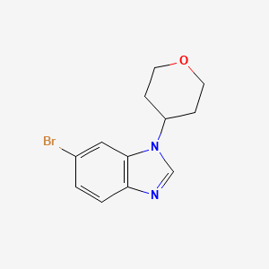 molecular formula C12H13BrN2O B571982 6-Bromo-1-(tetrahydro-2H-pyran-4-yl)-1H-benzo[d]imidazole CAS No. 1245649-58-4