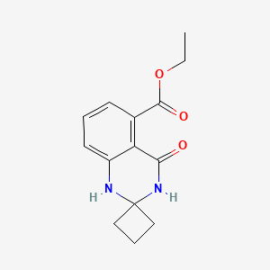 molecular formula C14H16N2O3 B572004 Ethyl 4'-oxo-3',4'-dihydro-1'H-spiro[cyclobutane-1,2'-quinazoline]-5'-carboxylate CAS No. 1272756-15-6