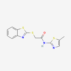 molecular formula C13H11N3OS3 B5720137 2-(1,3-benzothiazol-2-ylthio)-N-(5-methyl-1,3-thiazol-2-yl)acetamide 
