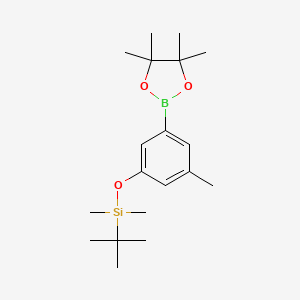 molecular formula C19H33BO3Si B572017 tert-Butyldimethyl(3-methyl-5-(4,4,5,5-tetramethyl-1,3,2-dioxaborolan-2-yl)phenoxy)silane CAS No. 1218789-84-4