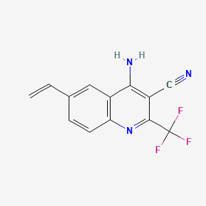molecular formula C13H8F3N3 B572027 4-Amino-2-(trifluoromethyl)-6-vinylquinoline-3-carbonitrile CAS No. 1260811-56-0