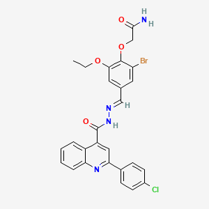 2-[2-bromo-4-(2-{[2-(4-chlorophenyl)-4-quinolinyl]carbonyl}carbonohydrazonoyl)-6-ethoxyphenoxy]acetamide