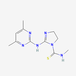 molecular formula C11H16N6S B5720343 2-[(4,6-dimethyl-2-pyrimidinyl)amino]-N-methyl-4,5-dihydro-1H-imidazole-1-carbothioamide 