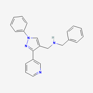 molecular formula C22H20N4 B5720348 1-phenyl-N-{[1-phenyl-3-(3-pyridinyl)-1H-pyrazol-4-yl]methyl}methanamine 