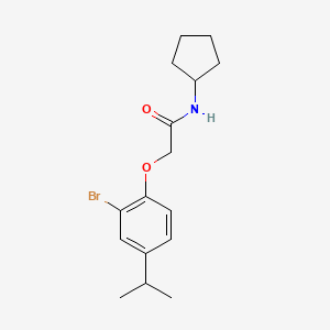molecular formula C16H22BrNO2 B5720358 2-(2-bromo-4-isopropylphenoxy)-N-cyclopentylacetamide 