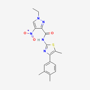 molecular formula C18H19N5O3S B5720382 N-[4-(3,4-dimethylphenyl)-5-methyl-1,3-thiazol-2-yl]-1-ethyl-4-nitro-1H-pyrazole-3-carboxamide 