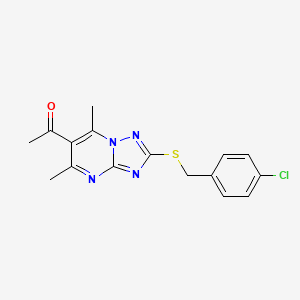 molecular formula C16H15ClN4OS B5720396 1-{2-[(4-chlorobenzyl)thio]-5,7-dimethyl[1,2,4]triazolo[1,5-a]pyrimidin-6-yl}ethanone 