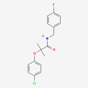 molecular formula C17H17ClFNO2 B5720906 2-(4-chlorophenoxy)-N-(4-fluorobenzyl)-2-methylpropanamide 