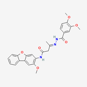 3-[(3,4-dimethoxybenzoyl)hydrazono]-N-(2-methoxydibenzo[b,d]furan-3-yl)butanamide