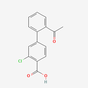 molecular formula C15H11ClO3 B572093 4-(2-Acetylphenyl)-2-chlorobenzoic acid CAS No. 1355247-96-9