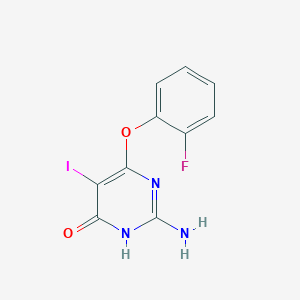 2-amino-6-(2-fluorophenoxy)-5-iodo-4-pyrimidinol