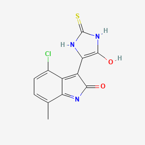 molecular formula C12H8ClN3O2S B5721007 4-chloro-7-methyl-3-(5-oxo-2-thioxo-4-imidazolidinylidene)-1,3-dihydro-2H-indol-2-one 