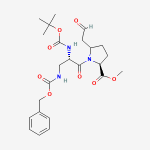 molecular formula C24H33N3O8 B572101 (2S)-Methyl 1-((S)-3-(((benzyloxy)carbonyl)amino)-2-((tert-butoxycarbonyl)amino)propanoyl)-5-(2-oxoethyl)pyrrolidine-2-carboxylate CAS No. 1296138-83-4