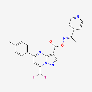 molecular formula C22H17F2N5O2 B5721189 1-(4-pyridinyl)ethanone O-{[7-(difluoromethyl)-5-(4-methylphenyl)pyrazolo[1,5-a]pyrimidin-3-yl]carbonyl}oxime 