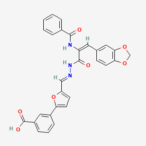 3-(5-{2-[3-(1,3-benzodioxol-5-yl)-2-(benzoylamino)acryloyl]carbonohydrazonoyl}-2-furyl)benzoic acid