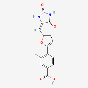 molecular formula C16H12N2O5 B5721300 4-{5-[(2,5-dioxo-4-imidazolidinylidene)methyl]-2-furyl}-3-methylbenzoic acid 