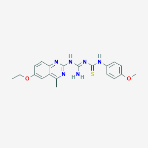 molecular formula C20H22N6O2S B5721332 N-{amino[(6-ethoxy-4-methyl-2-quinazolinyl)amino]methylene}-N'-(4-methoxyphenyl)thiourea 