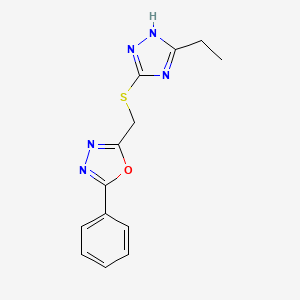 molecular formula C13H13N5OS B5721366 2-{[(5-ethyl-4H-1,2,4-triazol-3-yl)thio]methyl}-5-phenyl-1,3,4-oxadiazole 