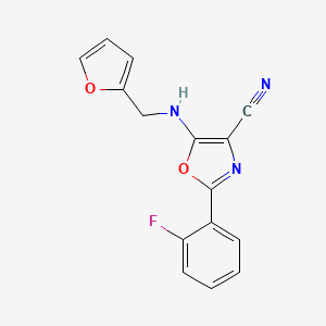 2-(2-fluorophenyl)-5-[(2-furylmethyl)amino]-1,3-oxazole-4-carbonitrile