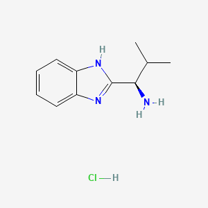 molecular formula C11H16ClN3 B572153 (R)-1-(1H-Benzimidazol-2-YL)-2-methylpropylamine hydrochloride CAS No. 1234863-36-5