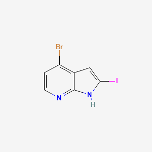 molecular formula C7H4BrIN2 B572159 4-Bromo-2-iodo-1H-pyrrolo[2,3-B]pyridine CAS No. 1260879-70-6