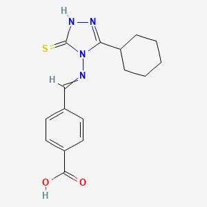 molecular formula C16H18N4O2S B5721704 4-{[(3-cyclohexyl-5-mercapto-4H-1,2,4-triazol-4-yl)imino]methyl}benzoic acid 
