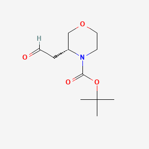 molecular formula C11H19NO4 B572176 (R)-N-Boc-3-(2-氧代乙基)-吗啉 CAS No. 1257856-87-3