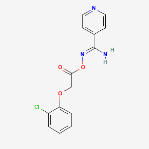 molecular formula C14H12ClN3O3 B5721793 N'-{[2-(2-chlorophenoxy)acetyl]oxy}-4-pyridinecarboximidamide 