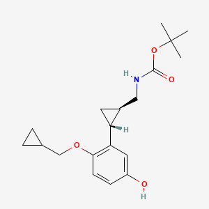 molecular formula C19H27NO4 B572182 叔丁基(((1R,2R)-2-(2-(环丙氧基甲氧基)-5-羟基苯基)环丙基)甲基)氨基甲酸酯 CAS No. 1322700-01-5