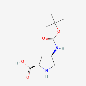 molecular formula C10H18N2O4 B572186 (2S,4R)-4-((叔丁氧羰基)氨基)吡咯烷-2-羧酸 CAS No. 1279034-98-8