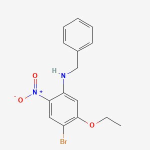 molecular formula C15H15BrN2O3 B572190 N-苄基-4-溴-5-乙氧基-2-硝基苯胺 CAS No. 1345471-72-8