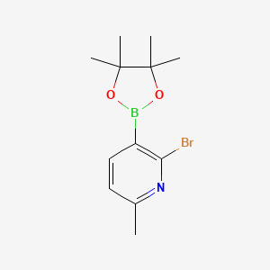 molecular formula C12H17BBrNO2 B572191 2-Bromo-6-methyl-3-(4,4,5,5-tetramethyl-1,3,2-dioxaborolan-2-yl)pyridine CAS No. 1309981-30-3