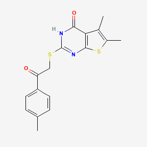 molecular formula C17H16N2O2S2 B5721959 2-[(4-hydroxy-5,6-dimethylthieno[2,3-d]pyrimidin-2-yl)thio]-1-(4-methylphenyl)ethanone 