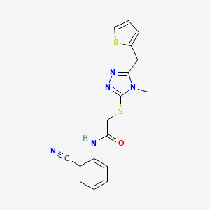 molecular formula C17H15N5OS2 B5721966 N-(2-cyanophenyl)-2-{[4-methyl-5-(2-thienylmethyl)-4H-1,2,4-triazol-3-yl]thio}acetamide 