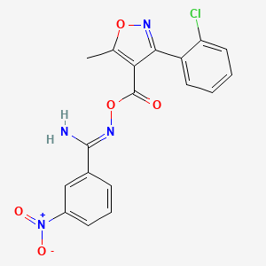 molecular formula C18H13ClN4O5 B5722051 N'-({[3-(2-chlorophenyl)-5-methyl-4-isoxazolyl]carbonyl}oxy)-3-nitrobenzenecarboximidamide 