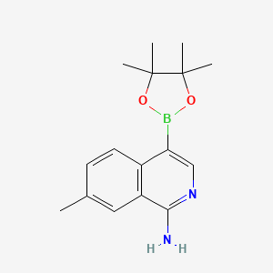 molecular formula C16H21BN2O2 B572218 7-Methyl-4-(4,4,5,5-tetramethyl-[1,3,2]dioxaborolan-2-yl)isoquinolin-1-amine CAS No. 1257378-89-4