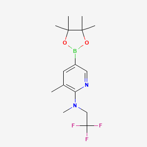 molecular formula C15H22BF3N2O2 B572219 n,3-Dimethyl-5-(4,4,5,5-tetramethyl-1,3,2-dioxaborolan-2-yl)-n-(2,2,2-trifluoroethyl)pyridin-2-amine CAS No. 1356363-76-2