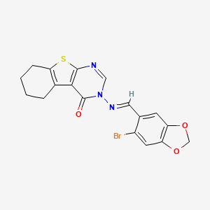 3-{[(6-bromo-1,3-benzodioxol-5-yl)methylene]amino}-5,6,7,8-tetrahydro[1]benzothieno[2,3-d]pyrimidin-4(3H)-one