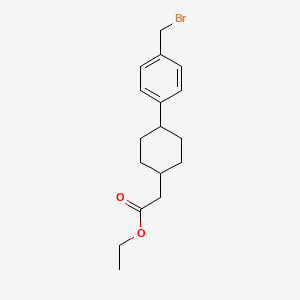 molecular formula C17H23BrO2 B572229 Ethyl 2-((trans-4-(4-(bromomethyl)phenyl)cyclohexyl)acetate CAS No. 1359943-47-7