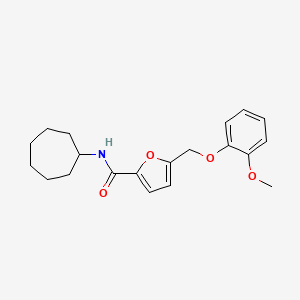 molecular formula C20H25NO4 B5722303 N-cycloheptyl-5-[(2-methoxyphenoxy)methyl]-2-furamide 